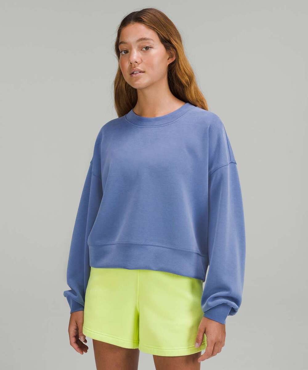 Lululemon Perfectly Oversized Cropped Crew Sweatshirt Blue Purple Size 2